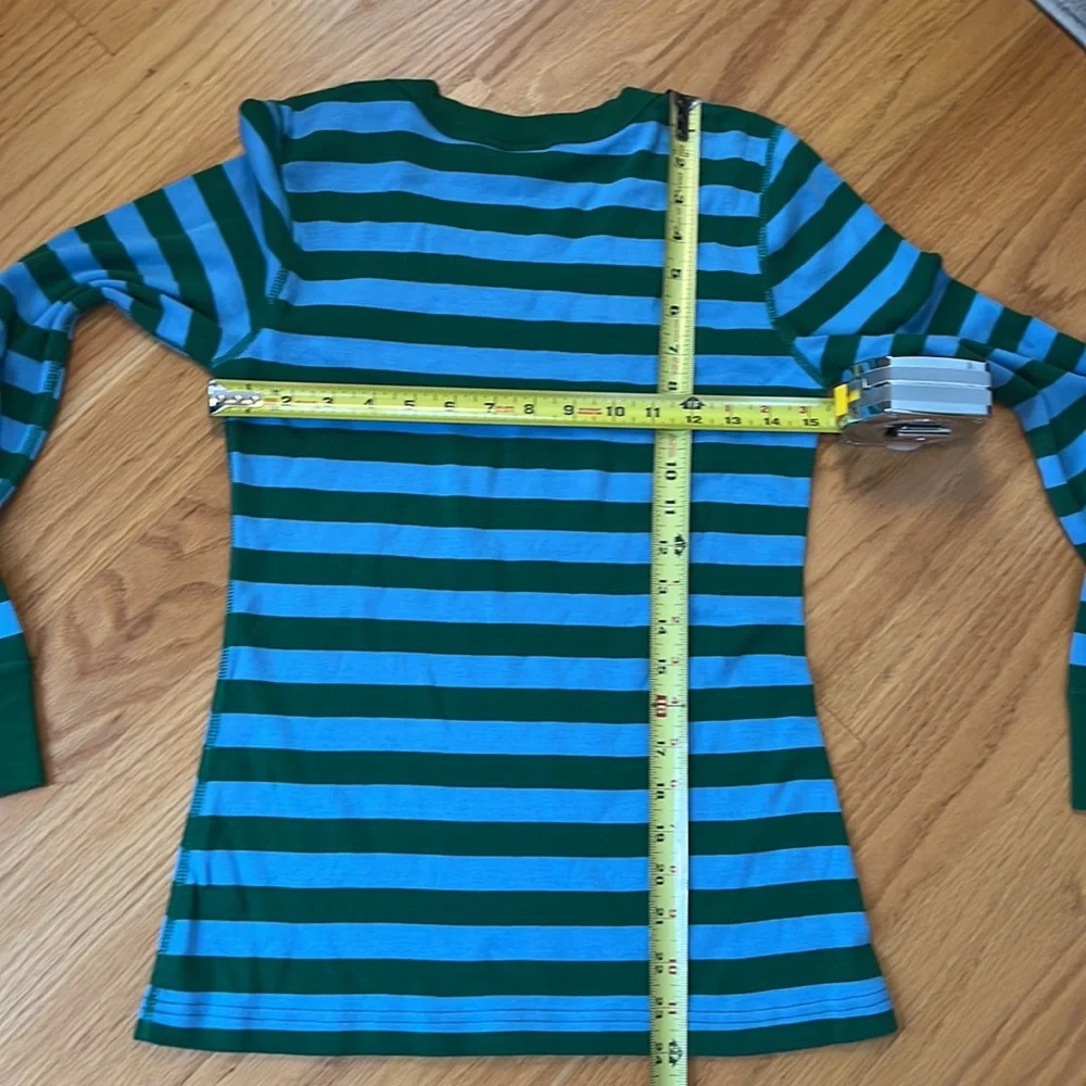 Hanna Andersson 100% organic cotton pajama top extra small blue/green striped
